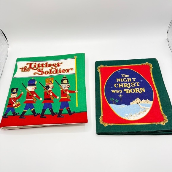 Other - Vintage Christmas Cloth Book Set Littlest Soldier The Night Christ Was Born 2pc